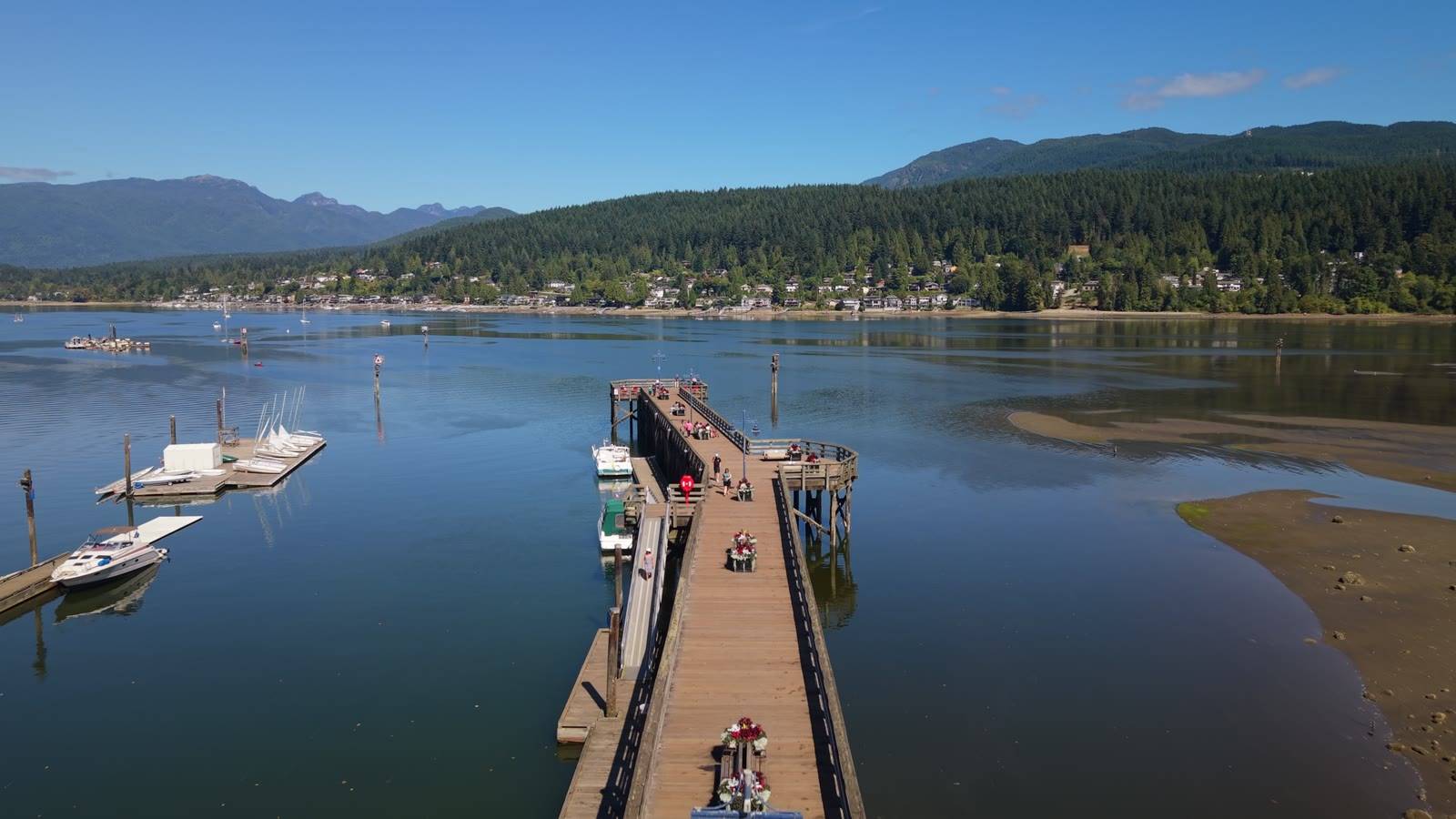 Rocky Point pier from the air — drone still